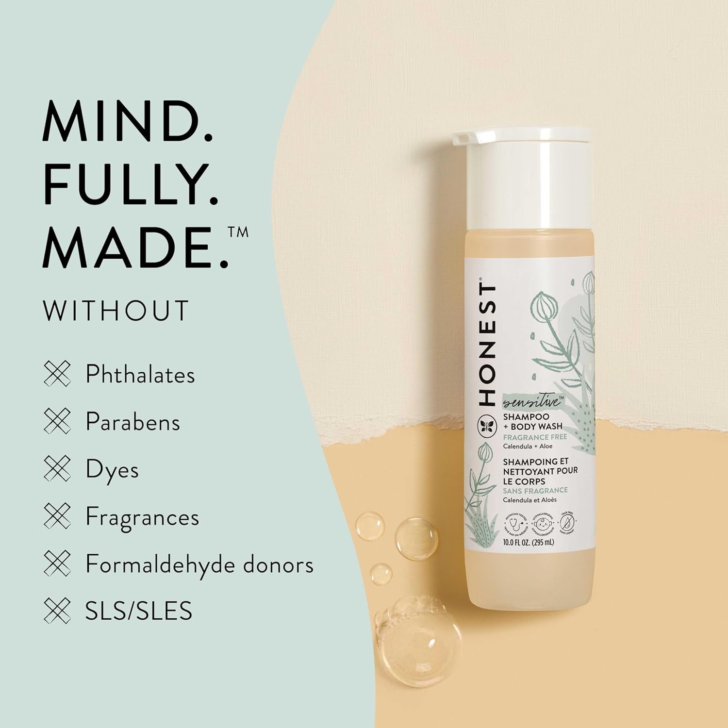 The Honest Company 2-In-1 Cleansing Shampoo + Body Wash | Gentle For Baby | Naturally Derived, Tear-Free, Hypoallergenic | Citrus Vanilla Refresh, 10 Fl Oz : Health & Household