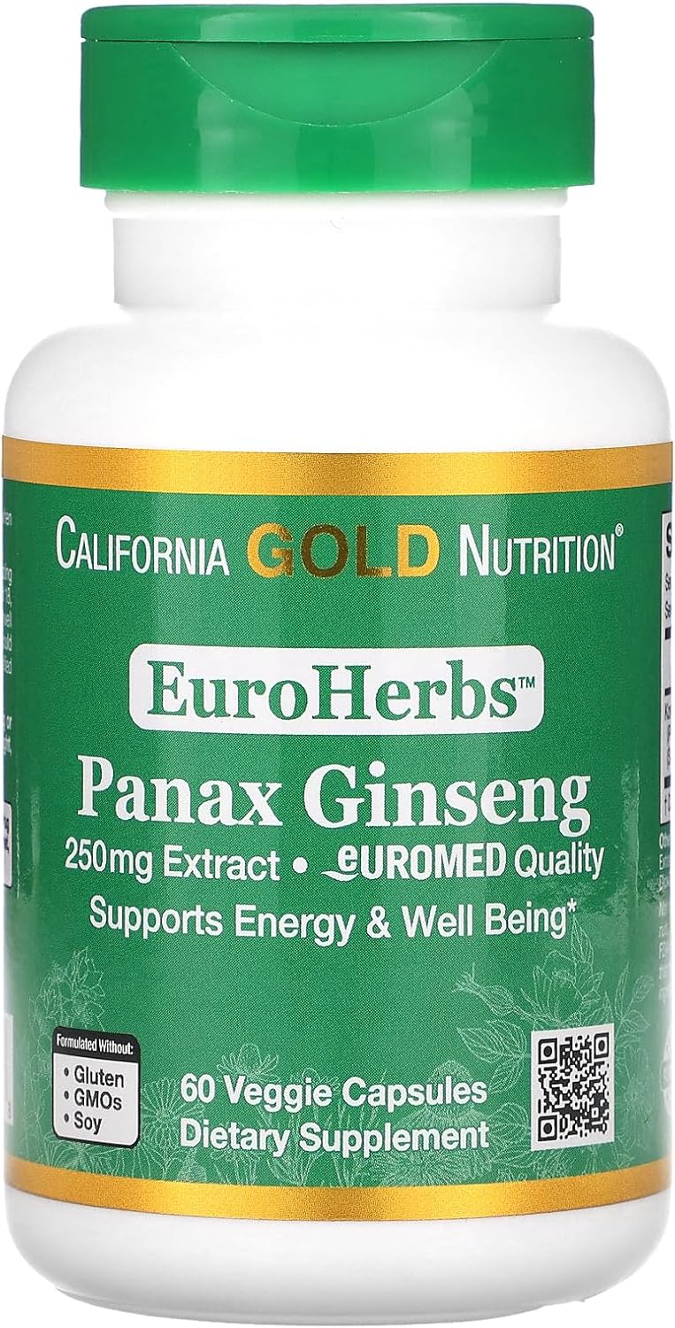 California Gold Nutrition Euroherbs, Panax Ginseng Extract, Euromed Quality, 250 Mg, 60 Veggie Capsules