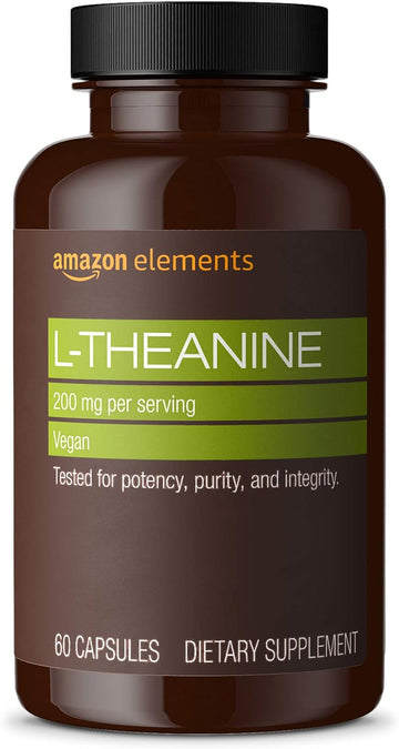 Amazon Elements L-Theanine, 200Mg, 60 Capsules, 2 Month Supply (Packaging May Vary)