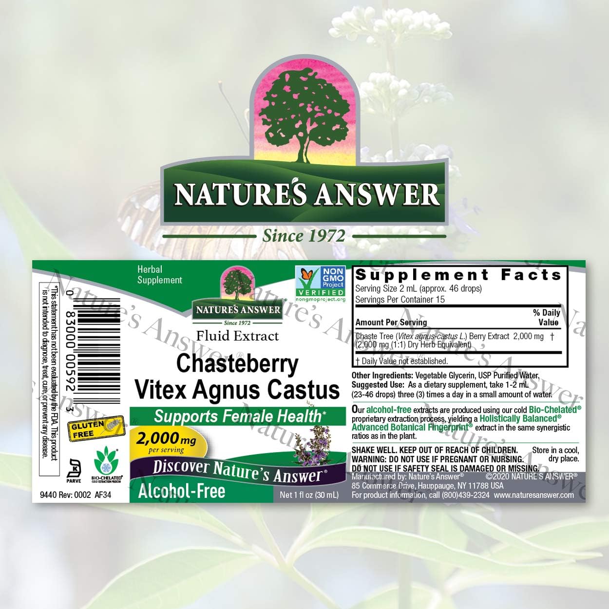 Nature's Answer Alcohol-Free Vitex Berry, 1-  | Promotes Hormonal Balance | Ovulation Support | Menopausal Support