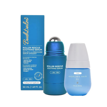 Bushbalm Ingrown Hair Routine - Roller Rescue, Nude Oil And Nude Scrub Bundle - Aha & Bha - Exfoliating, Soothing, Cooling For Intimate Areas, Underarms - Helps With Razor Bumps, Ultimate(Trio Bundle)