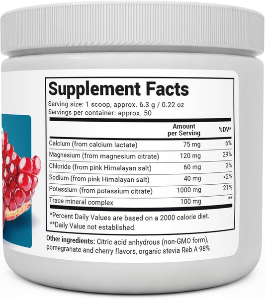 Dr. Berg Hydration Keto Electrolyte Powder - Enhanced w/ 1,000mg of Potassium & Real Pink Himalayan Salt (NOT Table Salt) - Pomegranate and Cherry avor Hydration Drink Mix Supplement - 50 Servings