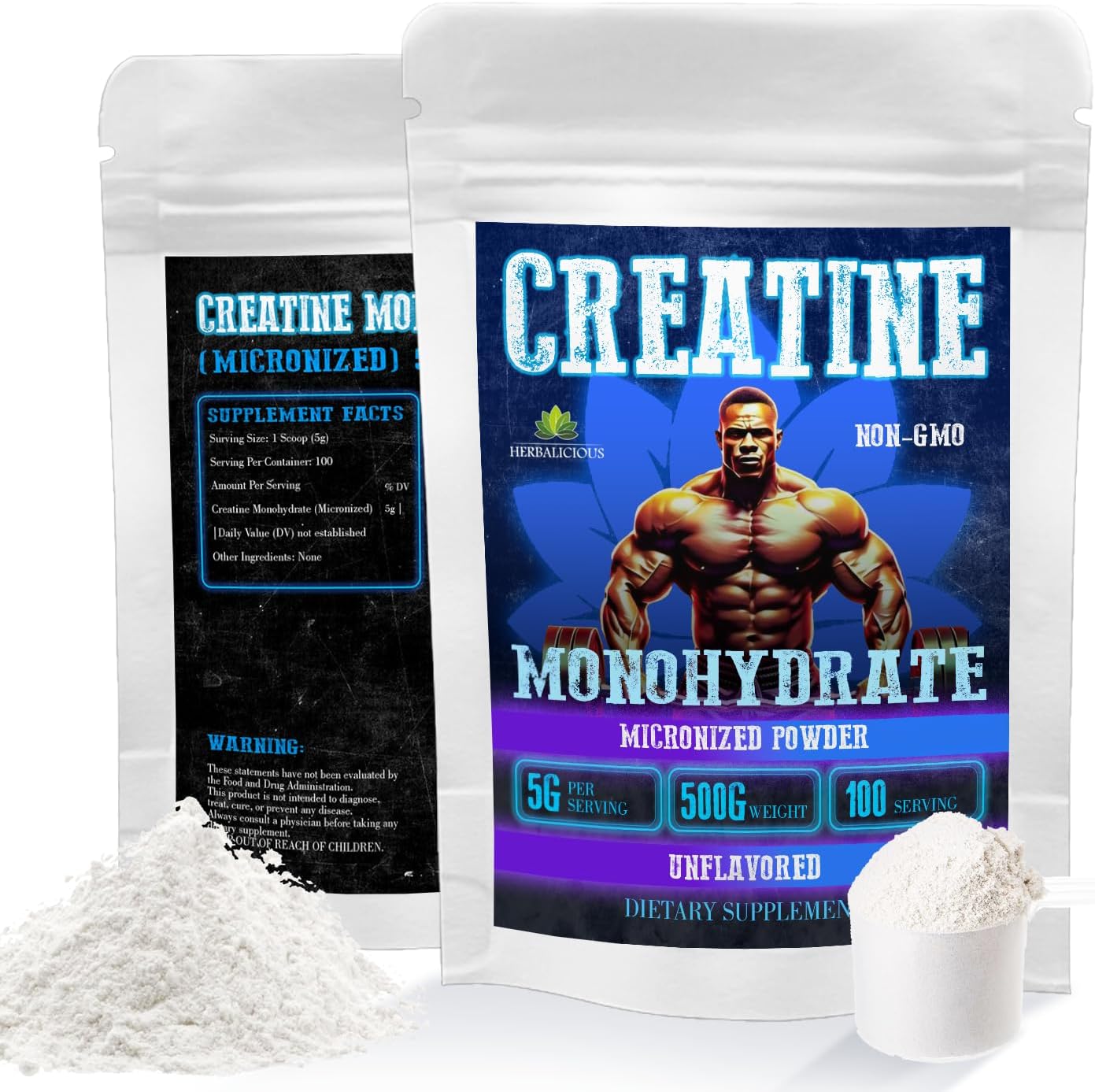 Creatine Monohydrate Micronized Powder – 5G Per Serving For Muscle Growth, Strength, And Power – Unflavored, Non-Gmo Formula – 100 Serving, 500G