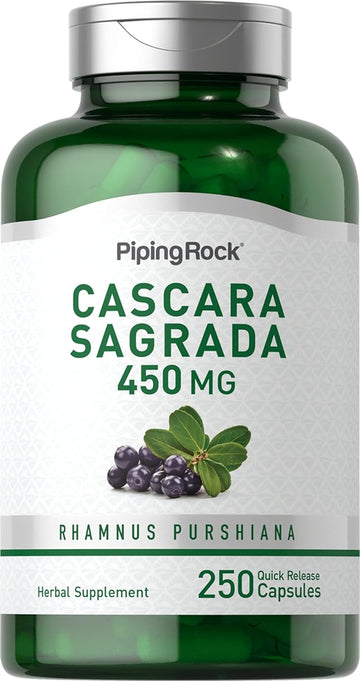 Piping Rock Cascara Sagrada Capsules 450mg | 250 Count | Herbal Supplement | Non-GMO, Gluten Free