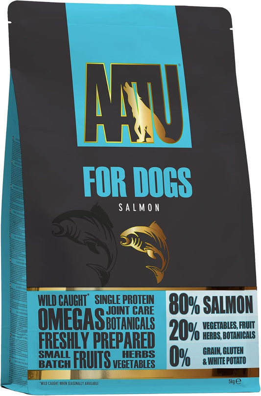 AATU 80/20 Complete Dry Dog Food, Salmon 5kg - Dry Food Alternaitve to Raw Feeding, High Protein. No Nasties, No Fillers?AF5