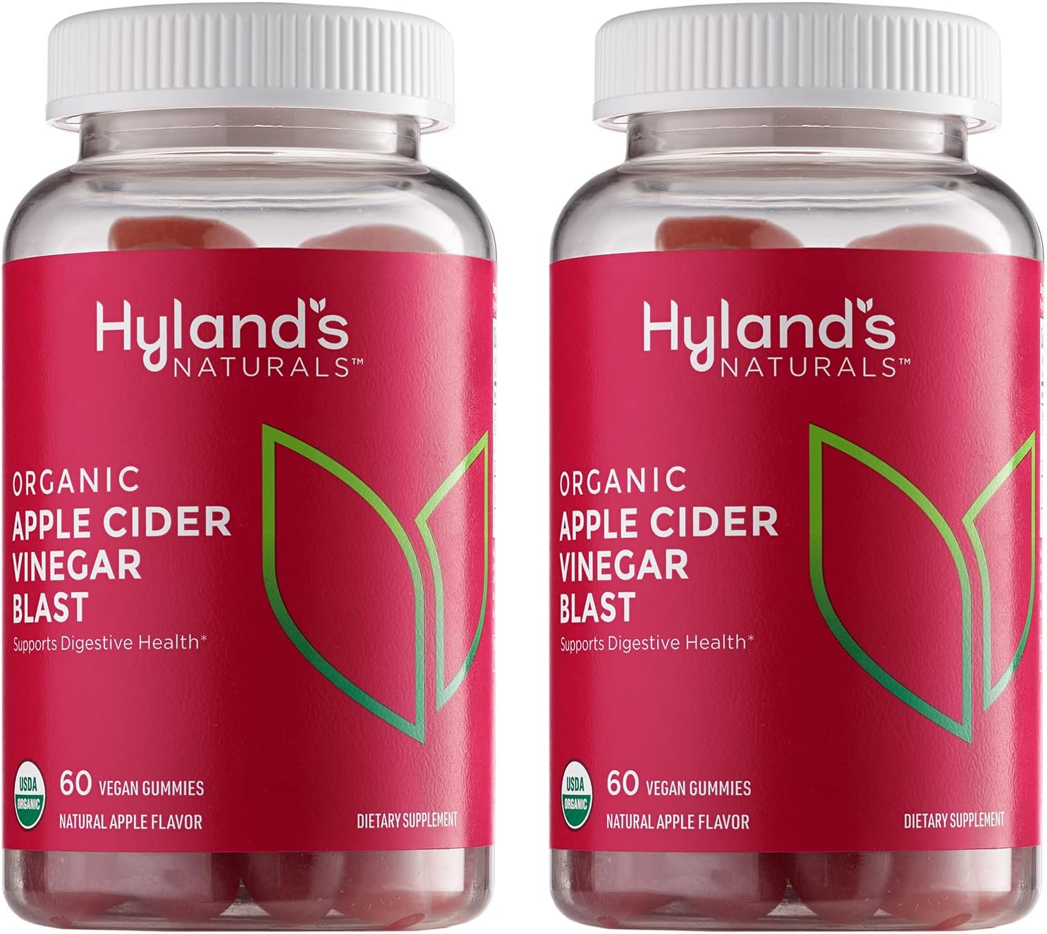 Hyland'S Organic Apple Cider Vinegar Gummy Vitamins, Digestive Health Support, 60 Vegan Acv Gummies (2 Pack) Naturals