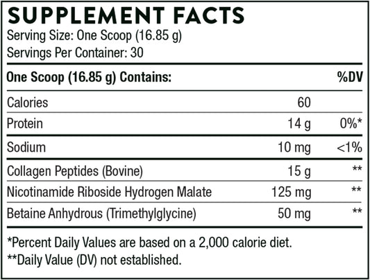 Thorne Collagen Fit - Unavored Collagen Peptides Powder with Nicotinamide Riboside -15g of Collagen Peptides and 14g Protein per serving - NSF Certified for Sport - 17. - 30 servings