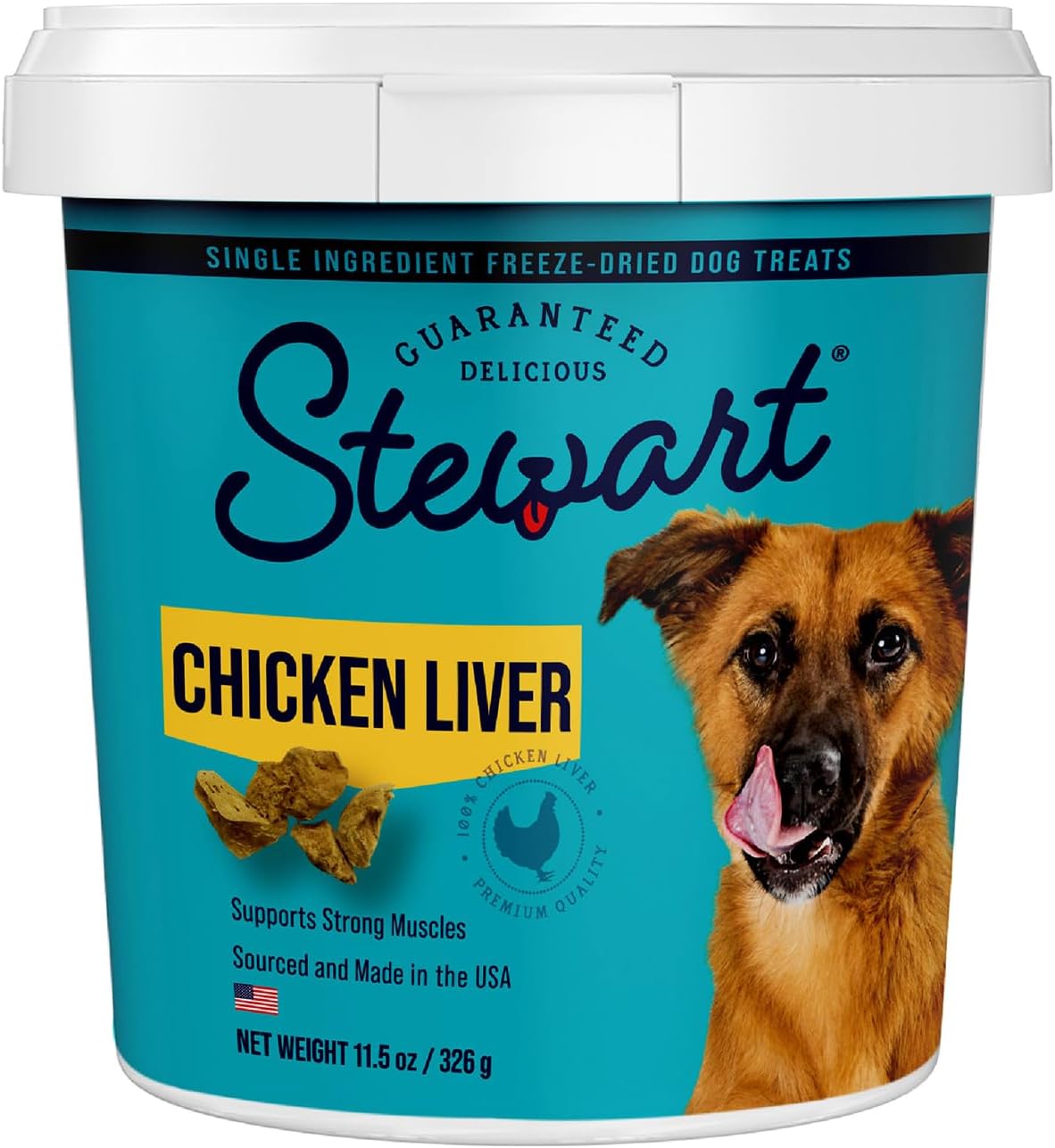 Stewart Freeze Dried Dog Treats, Chicken Liver, 11.5 Oz, Grain Free & Gluten Free, Resealable Tub, Single Ingredient, Training Treat In Beef Liver, Salmon, Chicken Liver & Chicken Breast 4, 14, 21 Oz