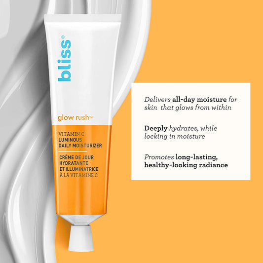 Bliss Glow Rush Vitamin C Luminous Daily Moisturizer | Brightening, Hydrating & Soothing | With Ultra-Stable Vitamin C, Vitamin E, Squalane & Shea Butter