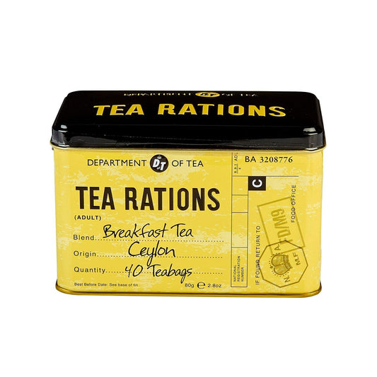New English Teas Tea Rations Tea Tin With 40 English Breakfast Teabags, World War 2 Memorabilia