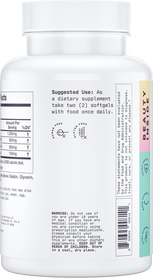 Alani Nu Omega 3 Fish Oil, 1500Mg, 800Mg Epa, 600Mg Dha, Gluten-Free, (60 Softgels) 30 Servings