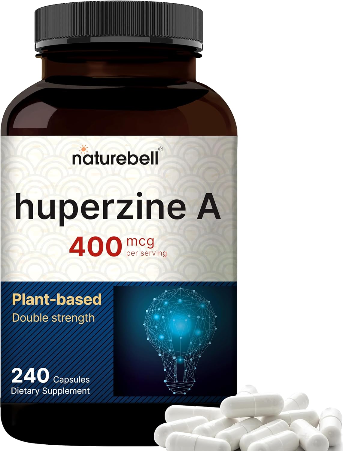 Naturebell Huperzine A 400Mcg Per Serving, 240 Capsules, (Huperzine A Supplement) | Supports Focus, Cognition, Memory, And Learning Ability – Premium Brain Health Supplements – No Gmos