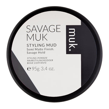 Muk. Savage Hair Styling Mud For Medium To Coarse Hair - Semi Matte Flexible Hold With Humidity Resistance. Water Soluble Hair Mud For Texture, Volume & Extreme Styling Mud. Never Flakes, 95G