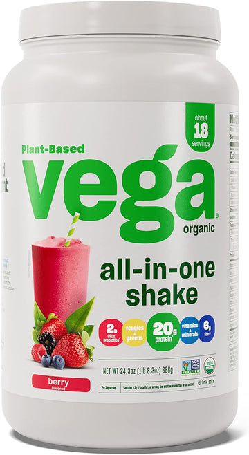 Vega Organic All-in-One Vegan Protein Powder, Berry - Superfood Ingred
