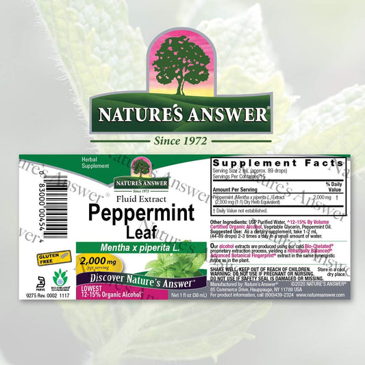 Nature's Answer Peppermint Leaf with Organic Alcohol, 1-  | Digestive Support | Minimize Stomach Discomfort | Dietary Bowel Support