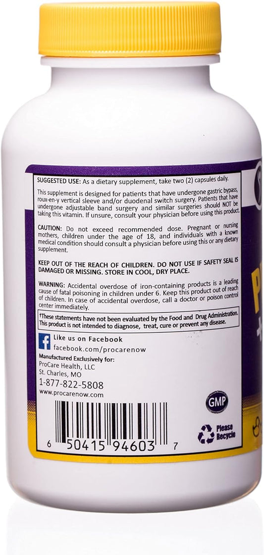ProCare Health | Bariatric Prenatal Multivitamin Capsule | Probiotics | 60 Count | One Month Supply | 2 a Day