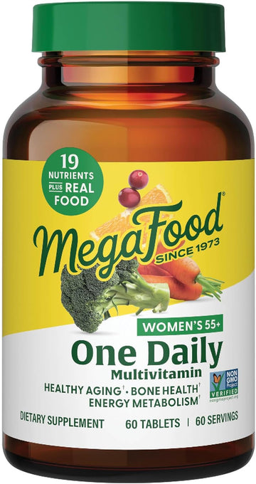 Megafood Women'S 55+ One Daily Multivitamin For Women With Vitamin A, Vitamin C, Vitamin D3 & Vitamin E For Optimal Aging Support - Plus Real Food - Immune Support Supplement - Vegetarian - 60 Tabs