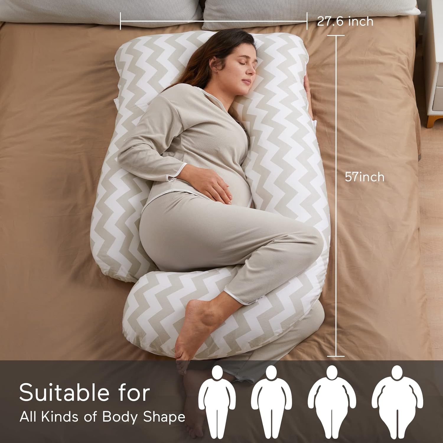 Momcozy U Shaped Pregnancy Pillows with Cotton Removable Cover, 57 Inch Maternity Pillow Full Body Support, Must Have for Pregnant Women, Geometric Pattern : Baby