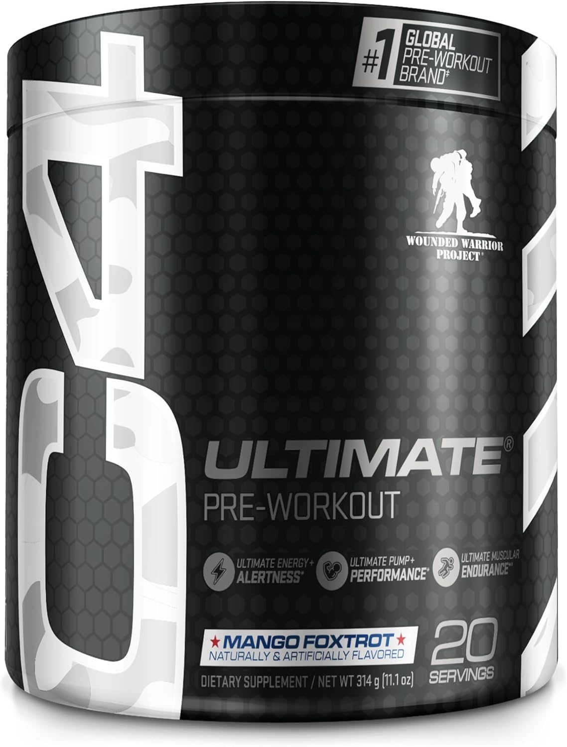 Cellucor C4 Ultimate x WWP Pre Workout Powder Mango Foxtrot - Sugar Free Preworkout Energy Supplement for Men & Women - 300mg Caffeine + 3.2g Beta Alanine + 2 Patented Creatines - 20 Servings