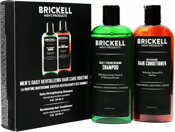 Brickell Men’S Daily Revitalizing Hair Care Routine, Mint And Tea Tree Oil Shampoo, Strength And Volume Enhancing Conditioner, Natural And Organic