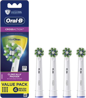 Oral-B Crossaction Electric Toothbrush Replacement Brush Heads Refill, 4Ct