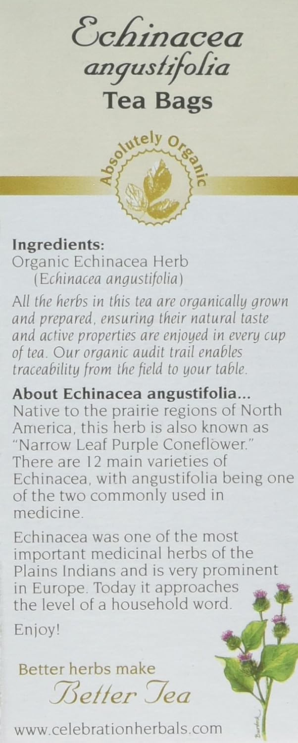 Celebration Herbals Echinacea Ang Herb Tea Organic 24 Bag, 0.02 Pound : Grocery & Gourmet Food