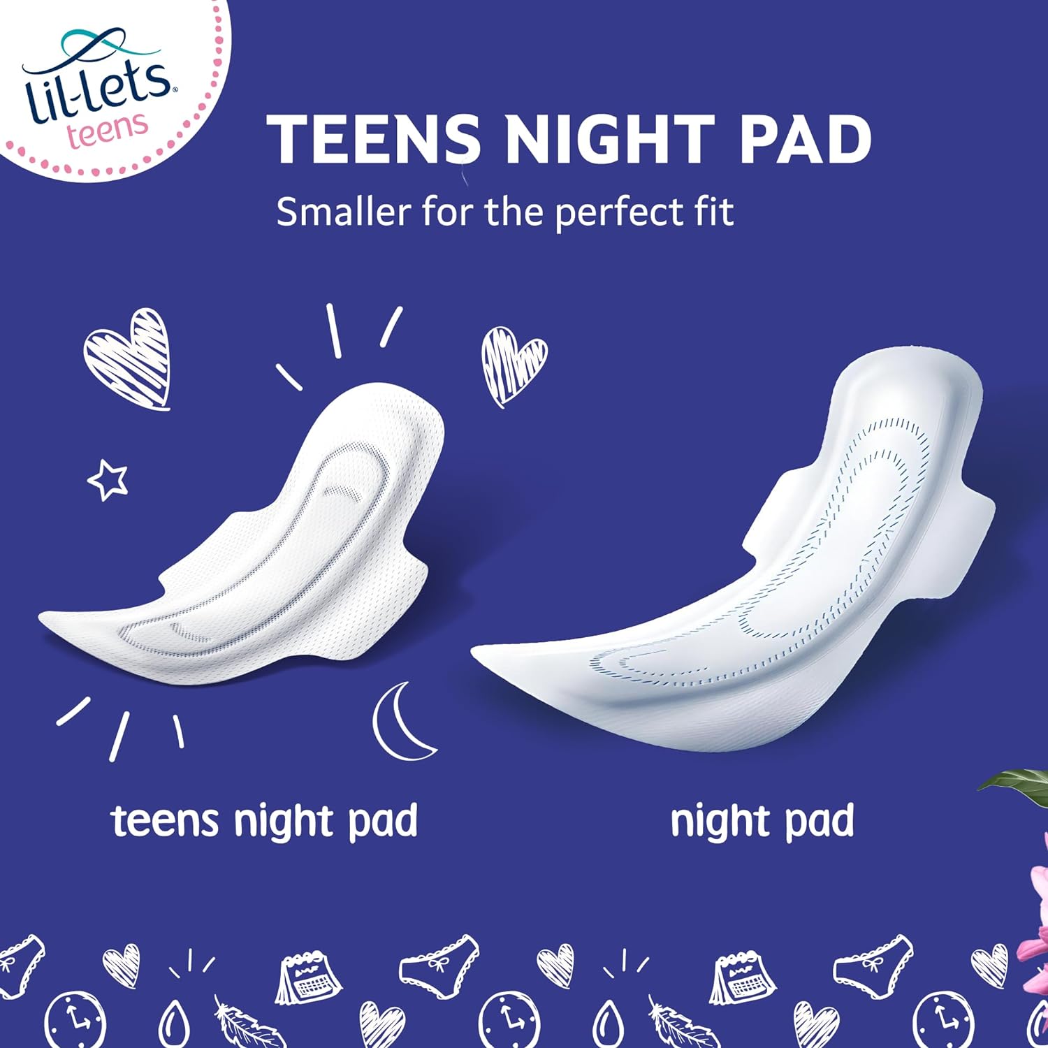 Lil-Lets Teens Night Pads X 10, Petite Towels For Girls & Teenagers, With Wings, For Heavy Flow, Unscented, Soft & Breathable, First Period Sanitary Towels, 1 Pack of 10 Pads : Amazon.co.uk: Health & Personal Care