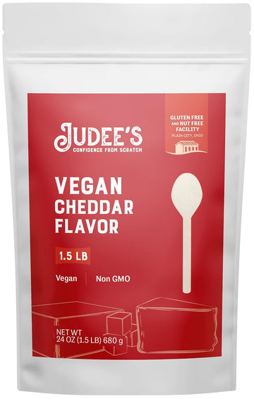 Judee’S Vegan Cheddar Flavor Powder 1.5Lb (24Oz) - 100% Non-Gmo, Vegan, Gluten-Free & Nut-Free - Great Dairy Cheese Powder Alternative - Made In Usa - Use In Sauces, Seasonings, And Soups