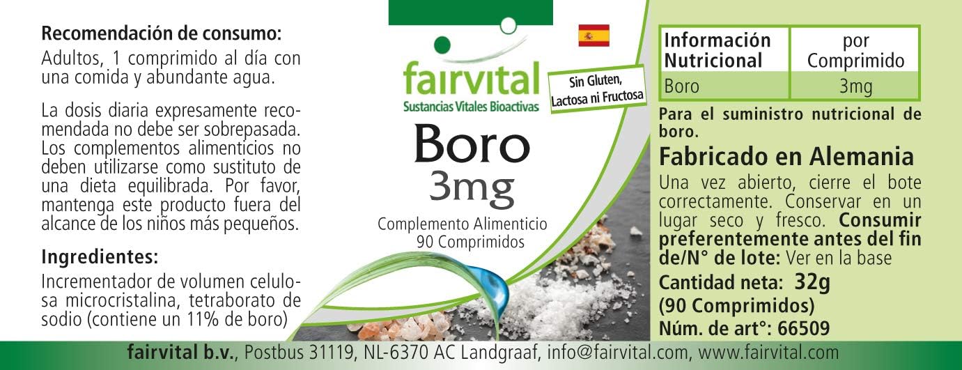 Fairvital | Boron 3mg - BULK PACK for 3 months - VEGAN - 90 tablets - trace element from sodium tetraborate : Amazon.co.uk: Health & Personal Care