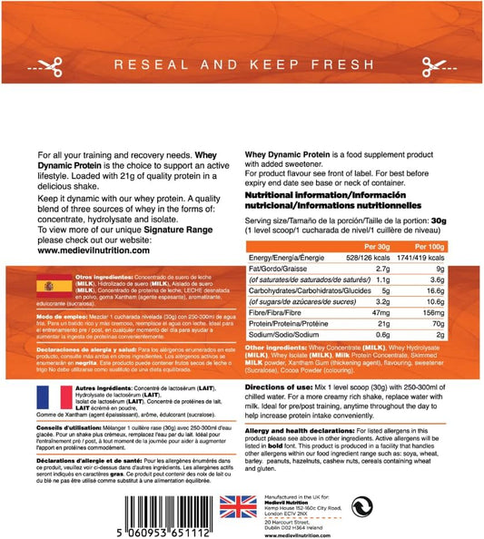 Medi-Evil Nutrition Whey Dynamic Protein, Salted Caramel Flavour, 600G Whey Protein Powder For Muscle Building, Vegetarian | 20 Servings