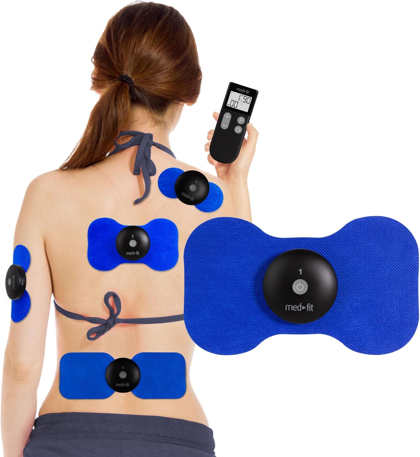 Med-Fit 4 Channel Wireless Tens Machine For Pain Relief, Muscle Relaxation & Pain Management - Treat Up To 4 Areas Simultaneously For Full Body Treatment - Professional Strength & Rechargeable