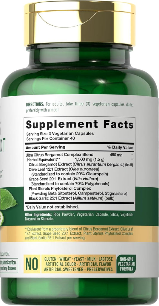 Carlyle Citrus Bergamot | 1500Mg Complex | 120 Capsules | Non-Gmo, Gluten Free Supplement