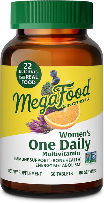 Megafood Women'S One Daily Multivitamin For Women - With Iron, B Complex, Vitamin C, Vitamin D, Biotin And More - Plus Real Food - Immune Support Supplement - Bone Health - Vegetarian - 60 Tabs