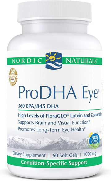 Nordic Naturals ProDHA Eye - Fish Oil, 360 mg EPA, 845 mg DHA, 20 mg oraGLO Lutein, 4 mg Zeaxanthin, Support for Neurological Function and Long-Term Eye Health*, 60 Soft Gels