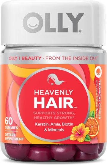 OLLY Heavenly Hair Gummy, Supports Healthy Hair, Keratin, Biotin, AMLA, Chewable Supplement, 30 Day Supply - 60 Count
