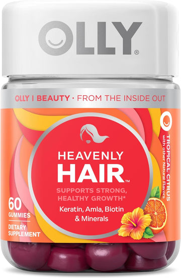 Olly Heavenly Hair Gummy, Supports Healthy Hair, Keratin, Biotin, Amla, Chewable Supplement, 30 Day Supply - 60 Count