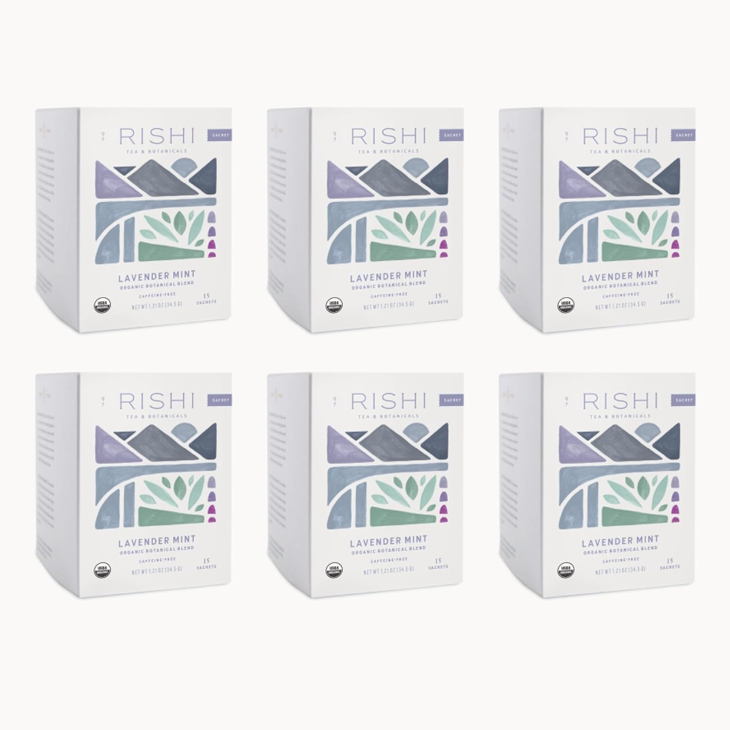 Rishi Tea Organic Lavender Mint Botanical Blend Tea, Decaffeinated, 1.32 Ounces (Pack Of 6)