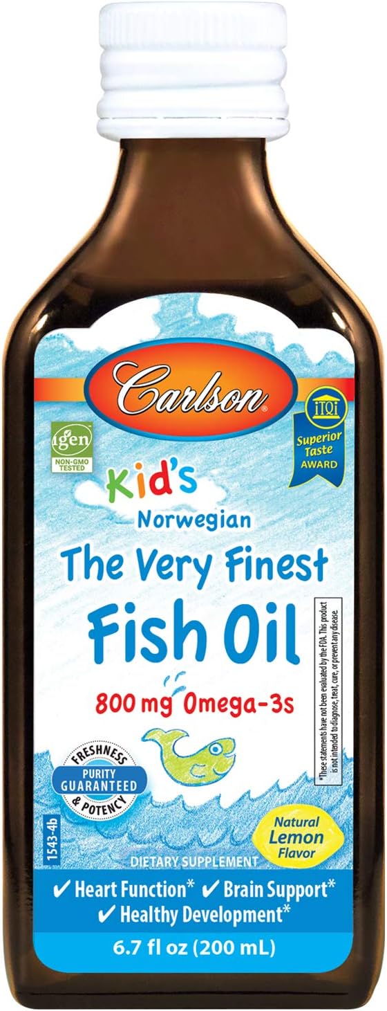 Carlson Kid's The Very Finest Fish Oil, Lemon, Norwegian, 800 mg Omega