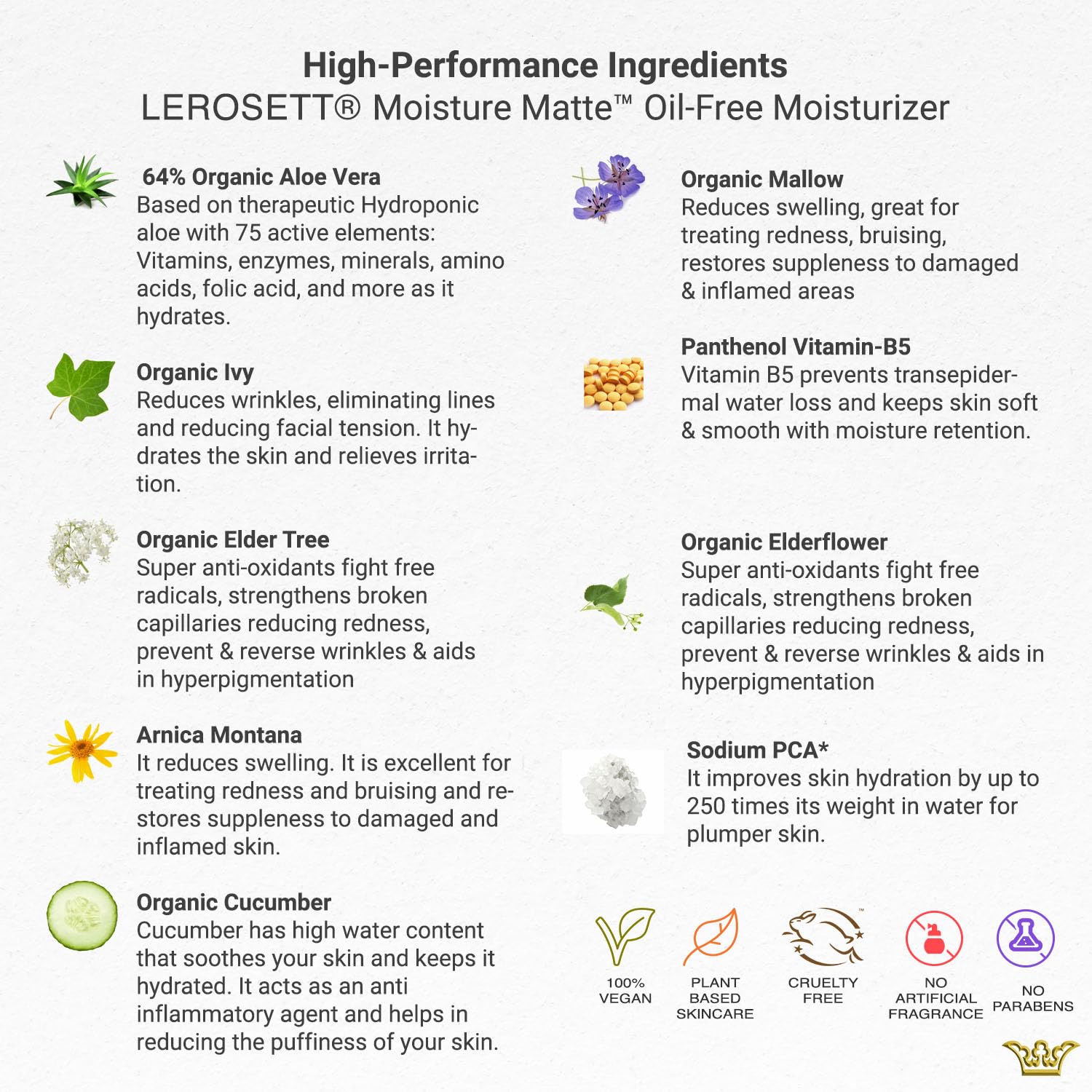 Lerosett Oil-Free Moisturizer For Acne, Moisture Matte For Oily & Sensitive Skin, Vegan Moisturizer, Lightweight & Aloe-Based With Vit-B5 + 7 Soothing Herbals, Non-Comedogenic, Fragrance Free - 3 Oz : Beauty & Personal Care