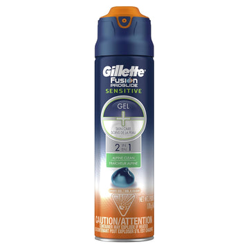 Gillette Fusion Proglide Sensitive 2 In 1 Shave Gel, Alpine Clean, 6 Oz