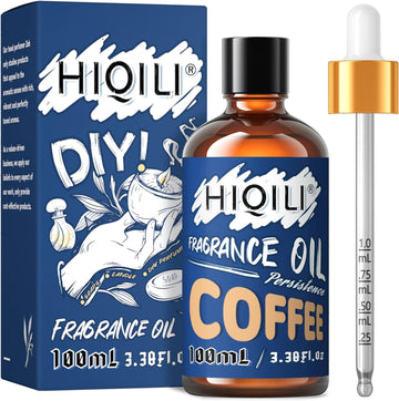 HIQILI Coffee Fragrance Oil 100ml for Candle Making, Soap Slime Scents Essential Oils for Diffuser, Scented Oil for Home Car Soy Wax, Christmas Gifts