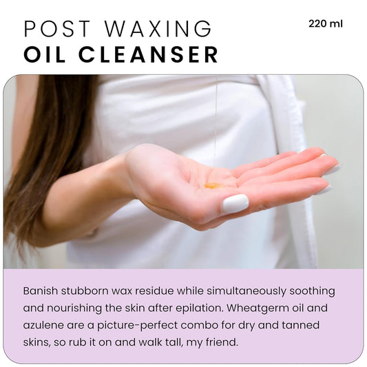 Depileve Oil Cleanser - Azulene Oil - Removes Wax Residue - Aftercare Enriched With Wheat Germ - For All Skin Types - Post Waxing Massage Oil, 7 Oz