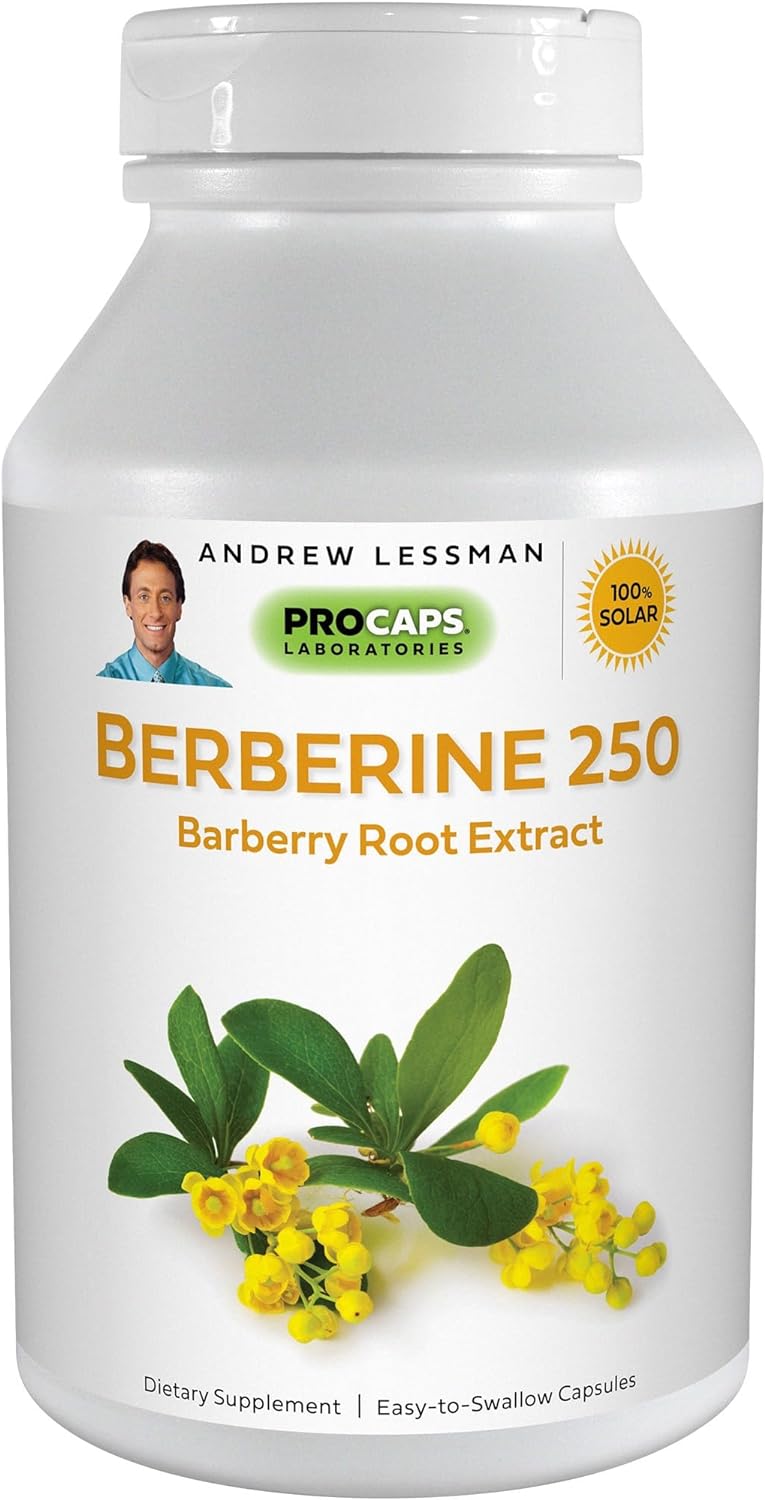 ANDREW LESSMAN Berberine 250-360 Capsules ? Barberry Root Extract. Small Easy to Swallow Capsules