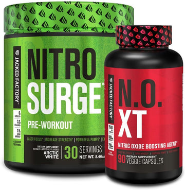 Jacked Factory Nitrosurge Pre-Workout In Arctic White & N.O. Xt Nitric Oxide Booster For Men & Women