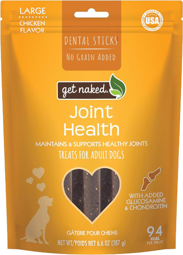 Get Naked Grain Free 1 Pouch 6.6 Oz Joint Health Dental Chew Sticks, Large