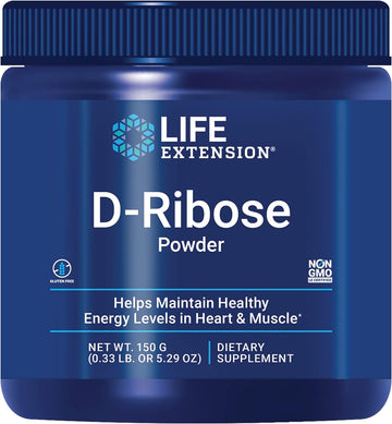 Life Extension D-Ribose Powder - For Energy Management & Heart - Muscle Health Supplement After Exercise - Vegetarian, Gluten-Free, Non-Gmo - 150G (30 Servings)