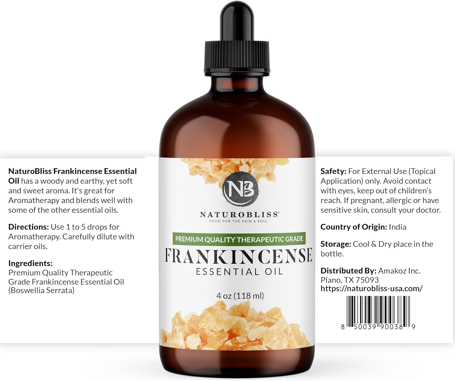 NaturoBliss 100% Pure Frankincense Essential Oil Therapeutic Grade Premium Quality (4 fl. oz) with Glass Dropper, Perfect for Aromatherapy : Health & Household