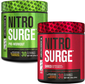 Jacked Factory Nitrosurge Shred Thermogenic Pre-Workout In Orange Pineapple & Blueberry Lemonade Nitrosurge Pre-Workout For Men & Women