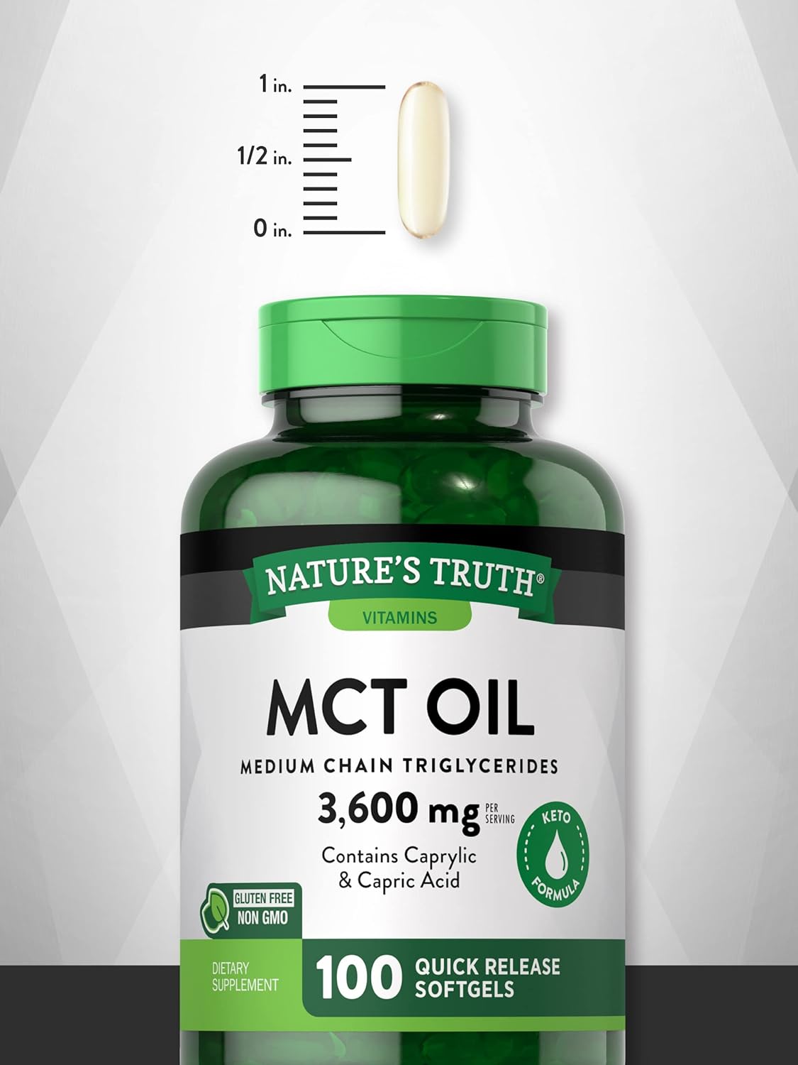 Nature's Truth MCT Oil Capsules | 100 Softgels | Keto Friendly Coconut Oil Pills | Non-GMO, Gluten Free : Health & Household
