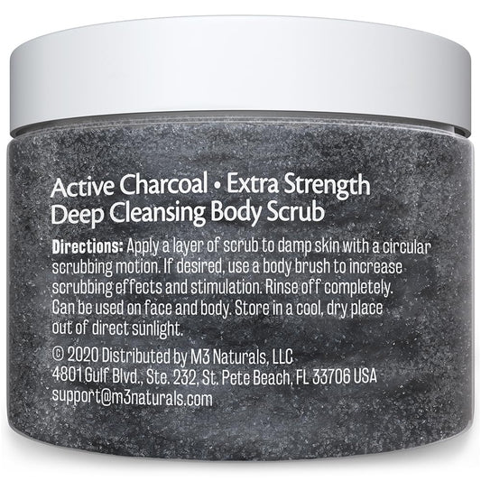 Charcoal Scrub Face Foot & Body Exfoliator Infused With Collagen And Stem Cell Natural Exfoliating Salt Body Scrub For Toning Skin Cellulite Skin Care Body By M3 Naturals